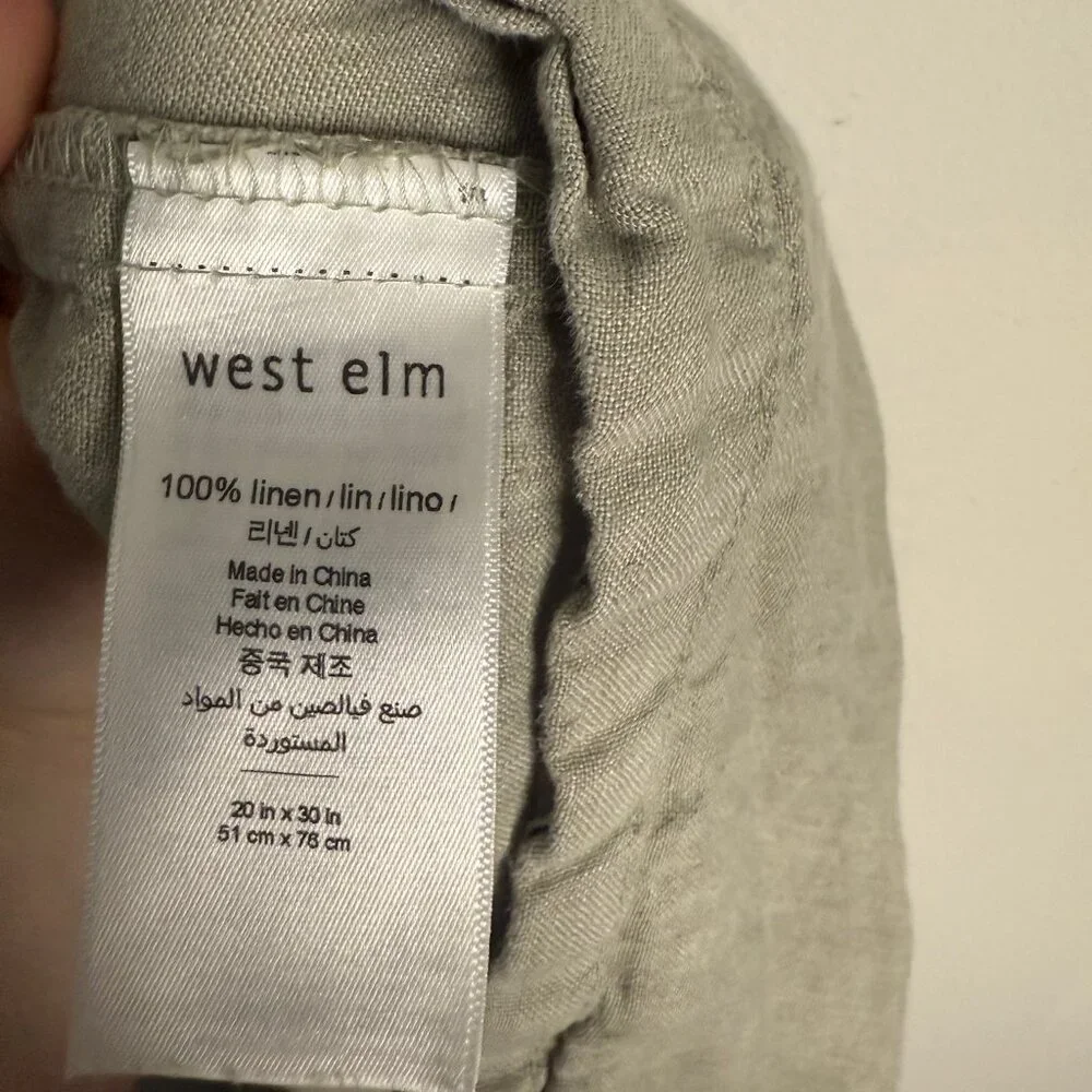 West Elm Pillow Case 20‎ x 30 Neutral Sage Bedroom Decor Linen Versatile
